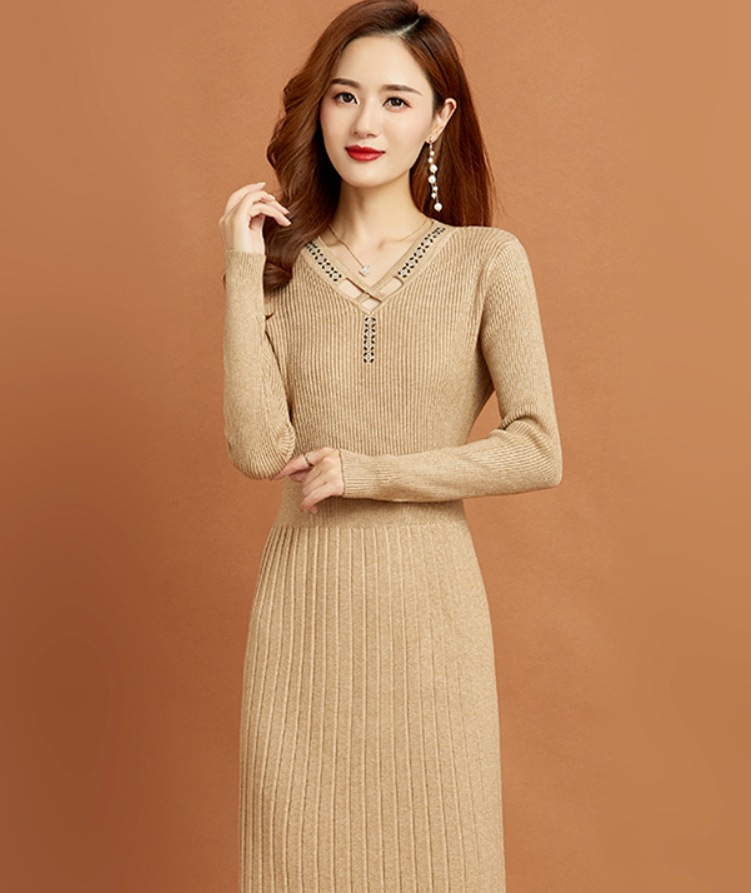 ワンピース デート モテアイテム 長袖 Vネック スリム タイト レース シフォン リブニット 可愛い きれいめ 上品 おしゃれ かっこいい 可愛い ラブリー キュート ガーリー クール