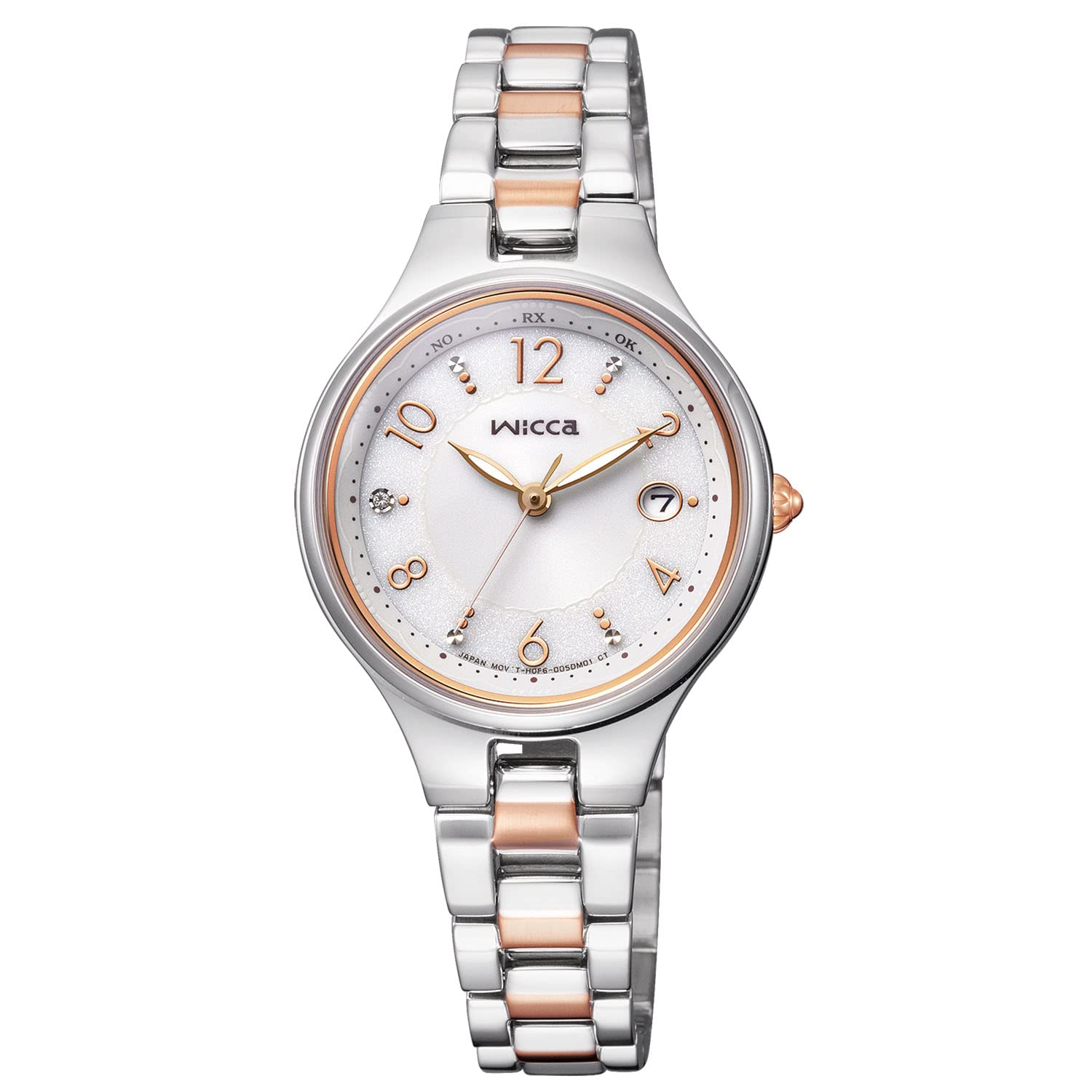 [Citizen] 腕時計 ウィッカ ソーラーテック 電波時計 防水 日付 ホワイト KS1-830-11 レディース シルバー