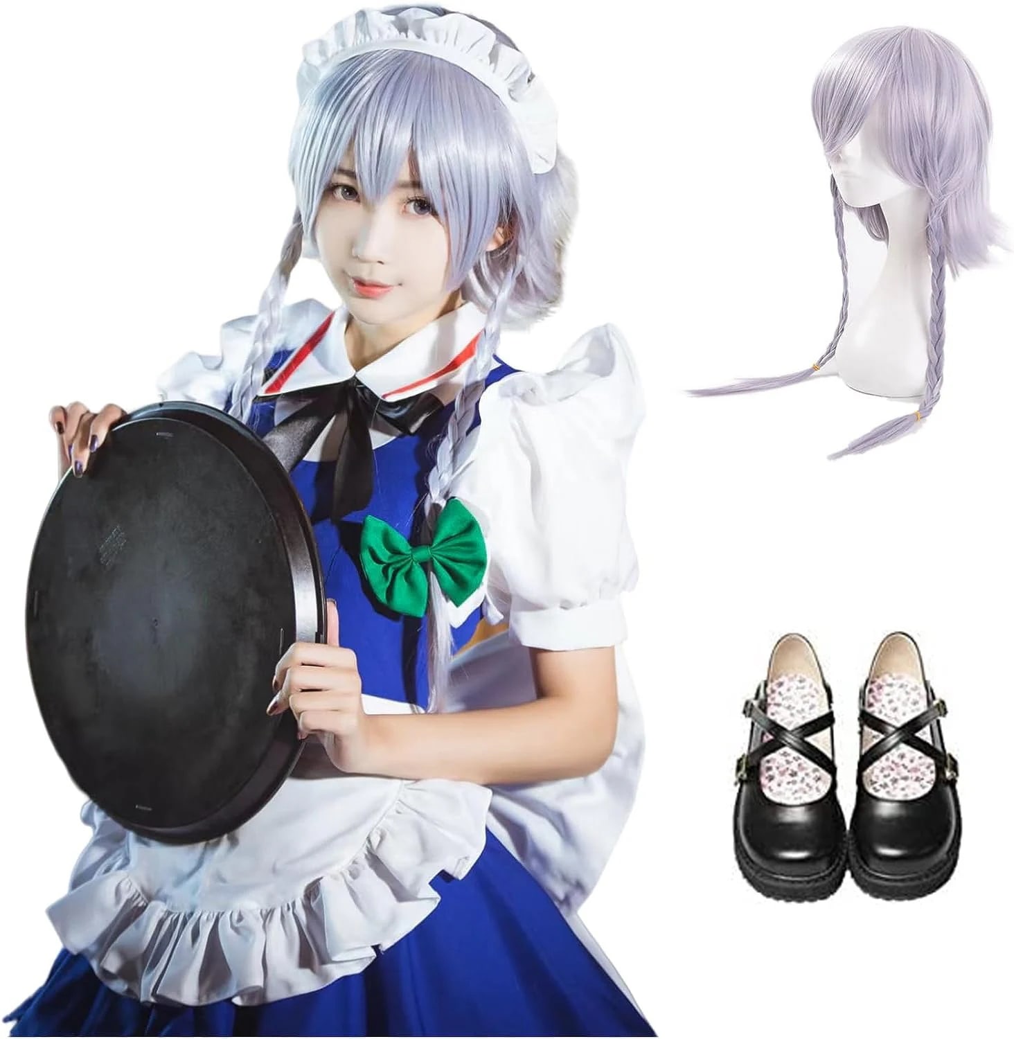 東方Project 十六夜咲夜 東方紅魔鄉 いざよいさくや メイド服 衣装 ウィッグ 靴 追加可 コスプレ 衣装 クリスマス ハロウィン ステージ服 コスチューム