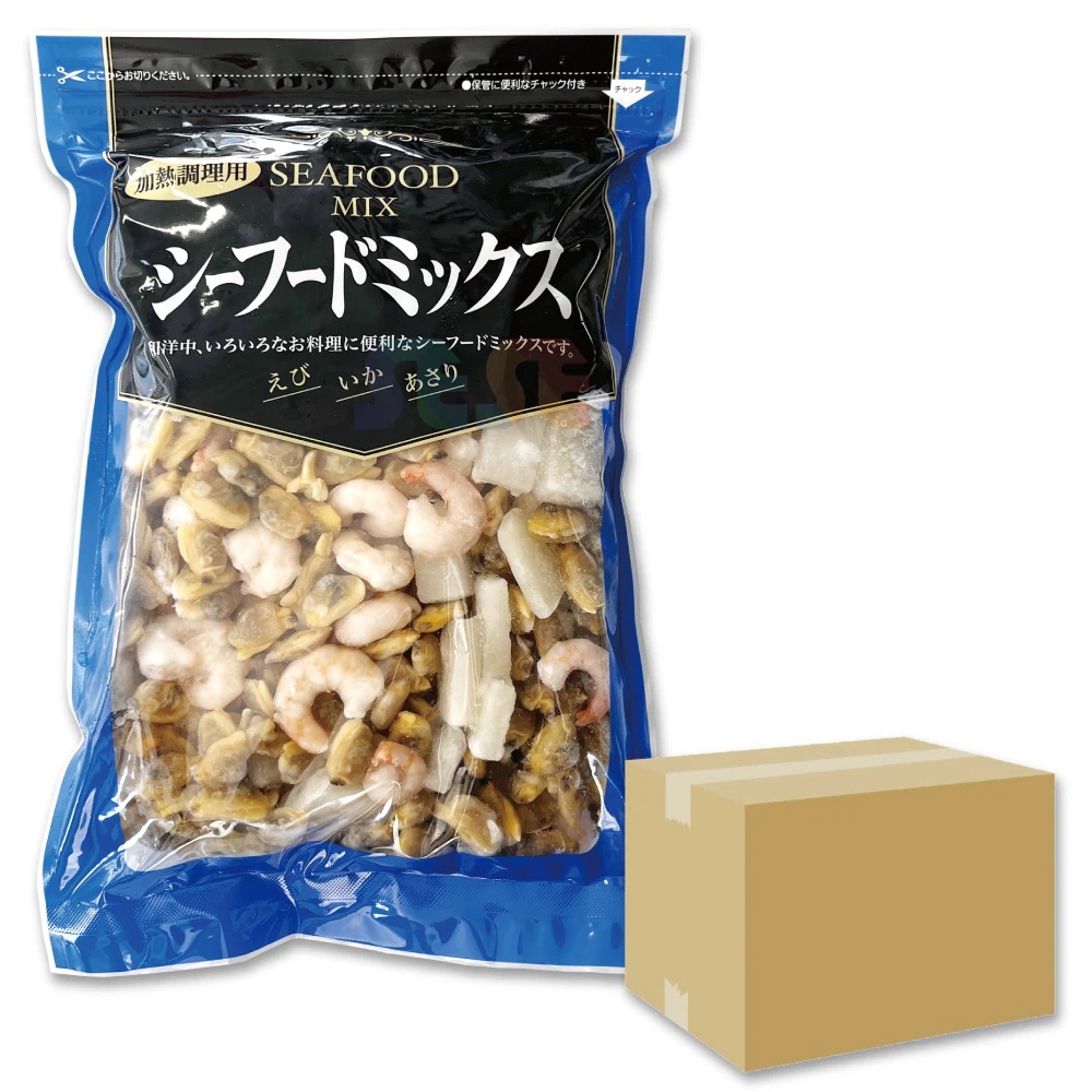 冷凍 シーフードミックス 10kg (1Kg x 10袋, 解凍後 8000g) / あさり イカ エビ