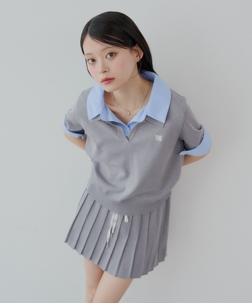 ニット セーター 「ZOZO限定」刺繍入り襟付きポロニット レディース