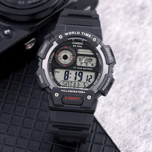 AE-1400WH-1A 軍用 軍人 電子防水スポーツ メンズ ウレタン 腕時計 d