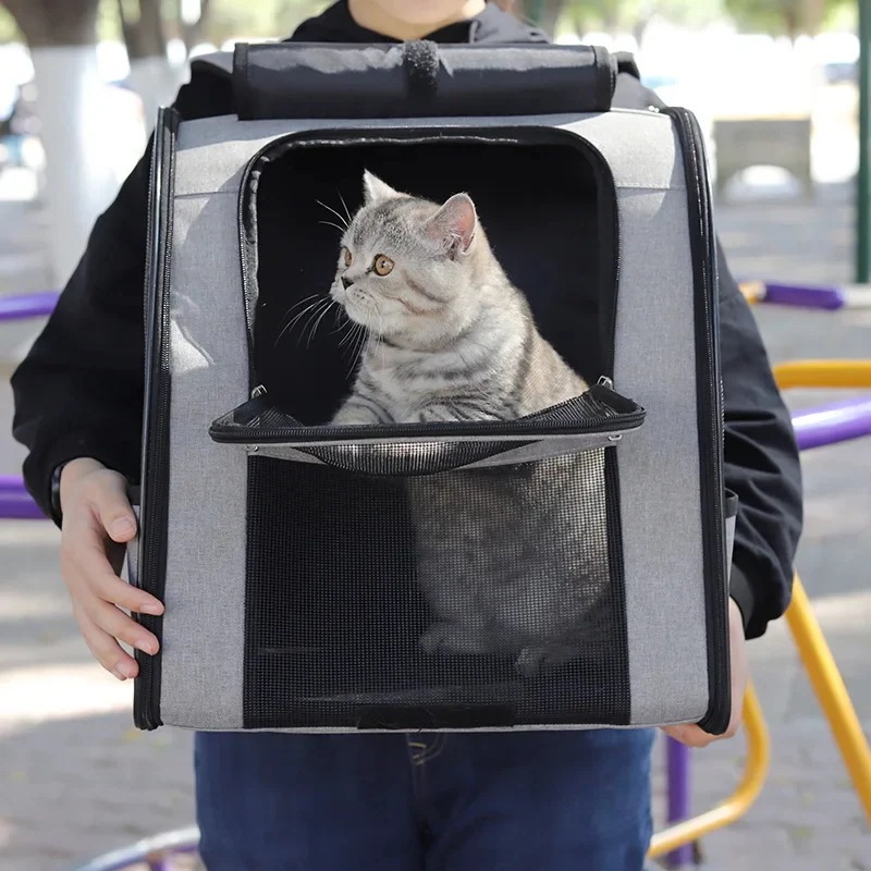 ペット用の折りたたみ式で通気性のあるバックパック 小型の猫と犬用の猫のトラベルバッグ 折りたたみ式で持ち運び可能