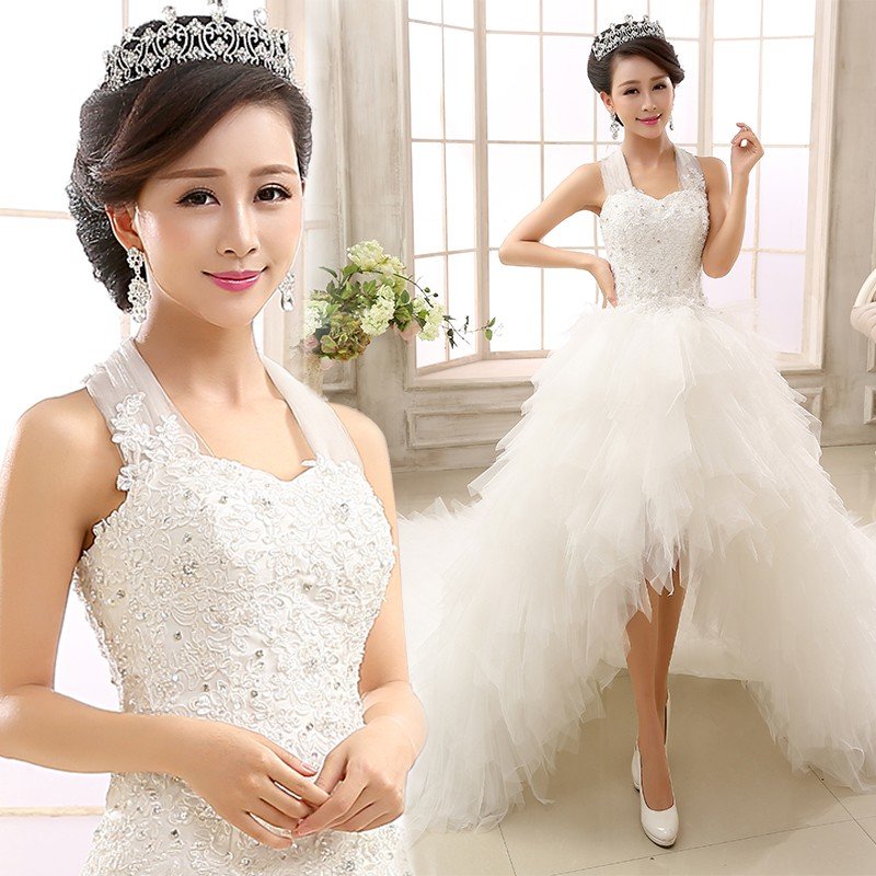 ウエディングドレス 安い トレーンドレス 前ミニ 花嫁 ウェディングドレス 二次会 ロングドレス 結 13,509円