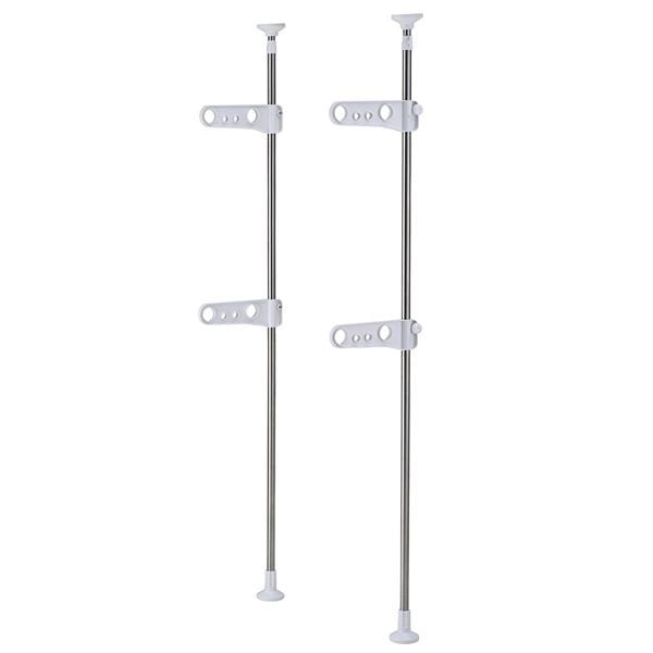 突っ張り式 洗濯物干し台/竿受けスタンド 屋外用ベランダ用 2段タイプ 竿ホルダー付き PORISH