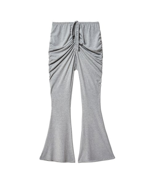 Shirring boots-cut string pants - GREY