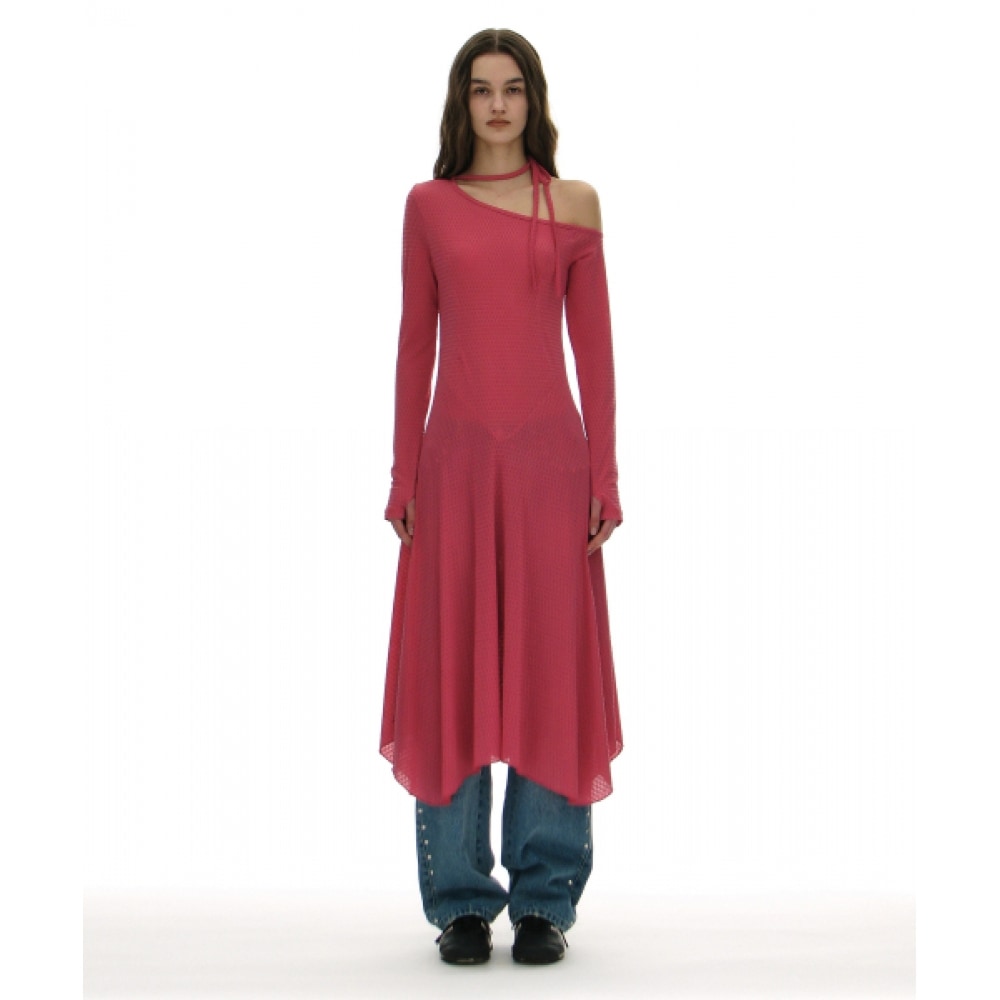 PARTIMENTO 女性用ジャカードタイネックミディドレス_ピンク 12,016円