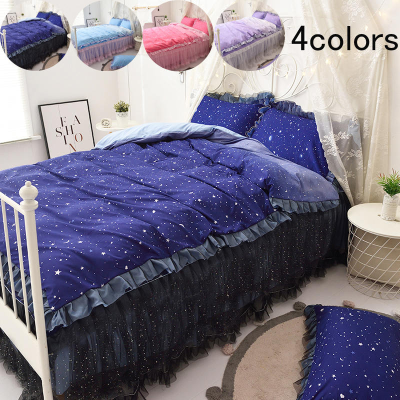 【即納】掛け布団カバー 3点セット 4点セット 布団カバー 姫系 ベッドスカート 寝具カバーセット 可愛い セミダブル シングル ダブル キングル 枕カバー 新作 きれいめ 柔らかい ピロケース 洗え