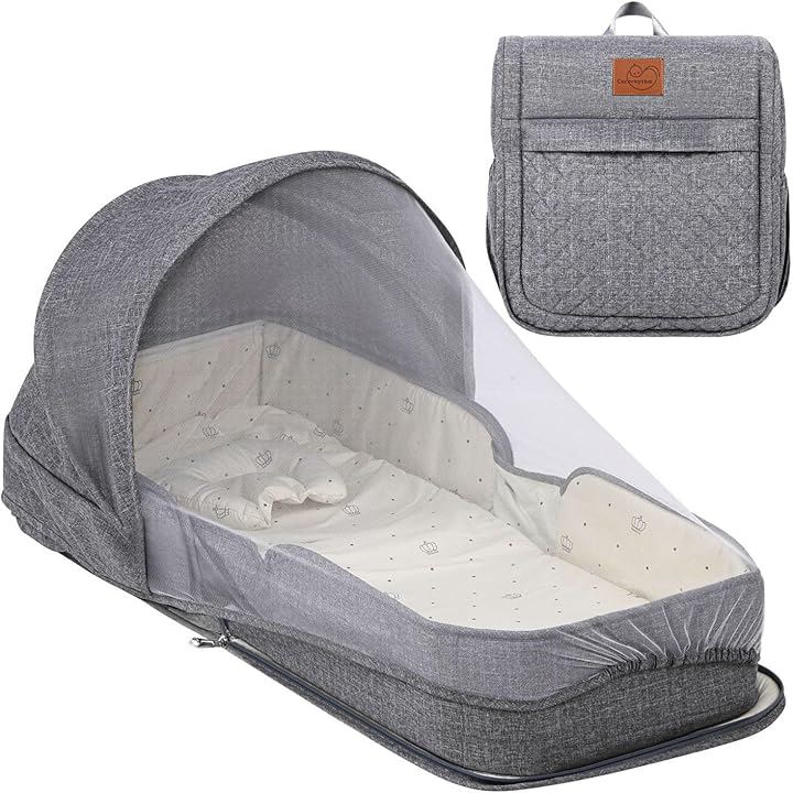 ココリズム ベッドインベッド ベビーベッド クーファン 現役保育士監修 ポータブル 折りたたみ式 寝返り防止 新生児 携帯型ベビーベッド(グレー, ベビーベッド)