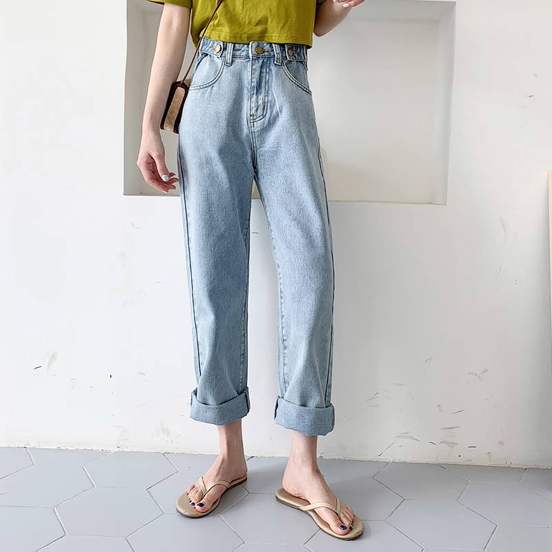 レディース パンツ ワイド デニム ハイウエスト 着まわし ポケット付き ストレート ロールアップ ブラックグレー ライトブルー ダークブルー アプリコット こなれ感 抜け感 大人 可愛い お洒落 5,141円