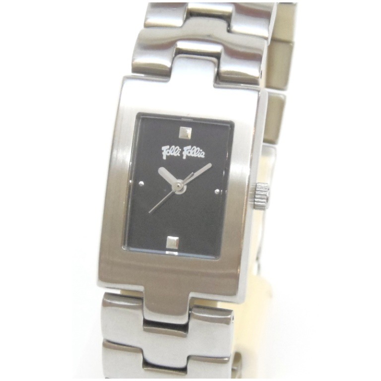 ﾌｫﾘﾌｫﾘ Folli Follie ﾚﾃﾞｨｰｽｳｫｯﾁ 腕時計 ｸｵｰﾂ SS 黒文字盤 ｽﾃﾝﾚｽｽﾁｰﾙ 【中古】(48316)