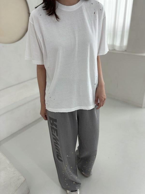 ストーンダメージパンチングTシャツ