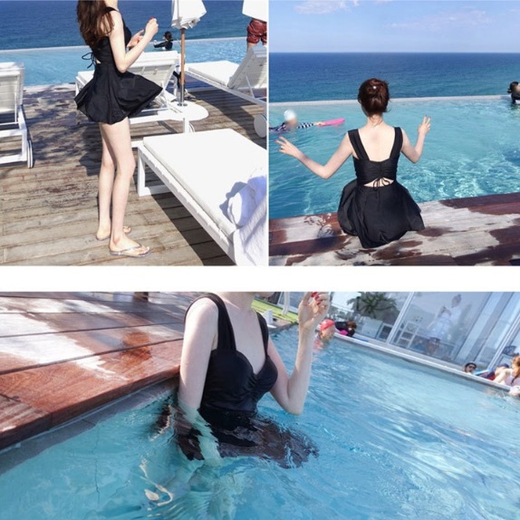 水着 ビキニ モノキニ ワンピース水着 体系カバー水着 短パン ワンピース セパレート 便利 体系カバー バックシャン バックコンシャス リボン シャーリング 胸元 上下セット かわいい