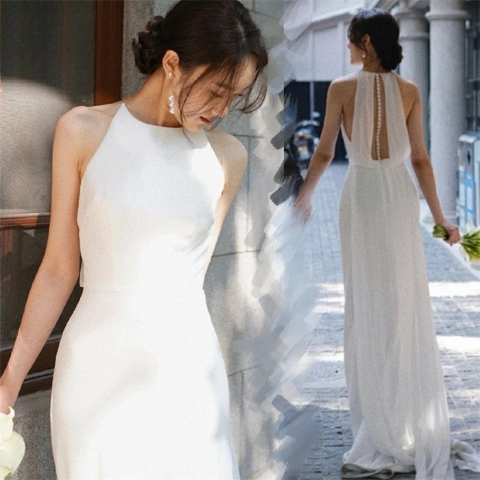 ホワイト ウェディングドレス Aライン ロングドレス ウェディングドレス パーティードレス 二次会ドレス ブライダル 撮影 S/M/L/XL/2XL レディース ドレス トレーン 背が露出