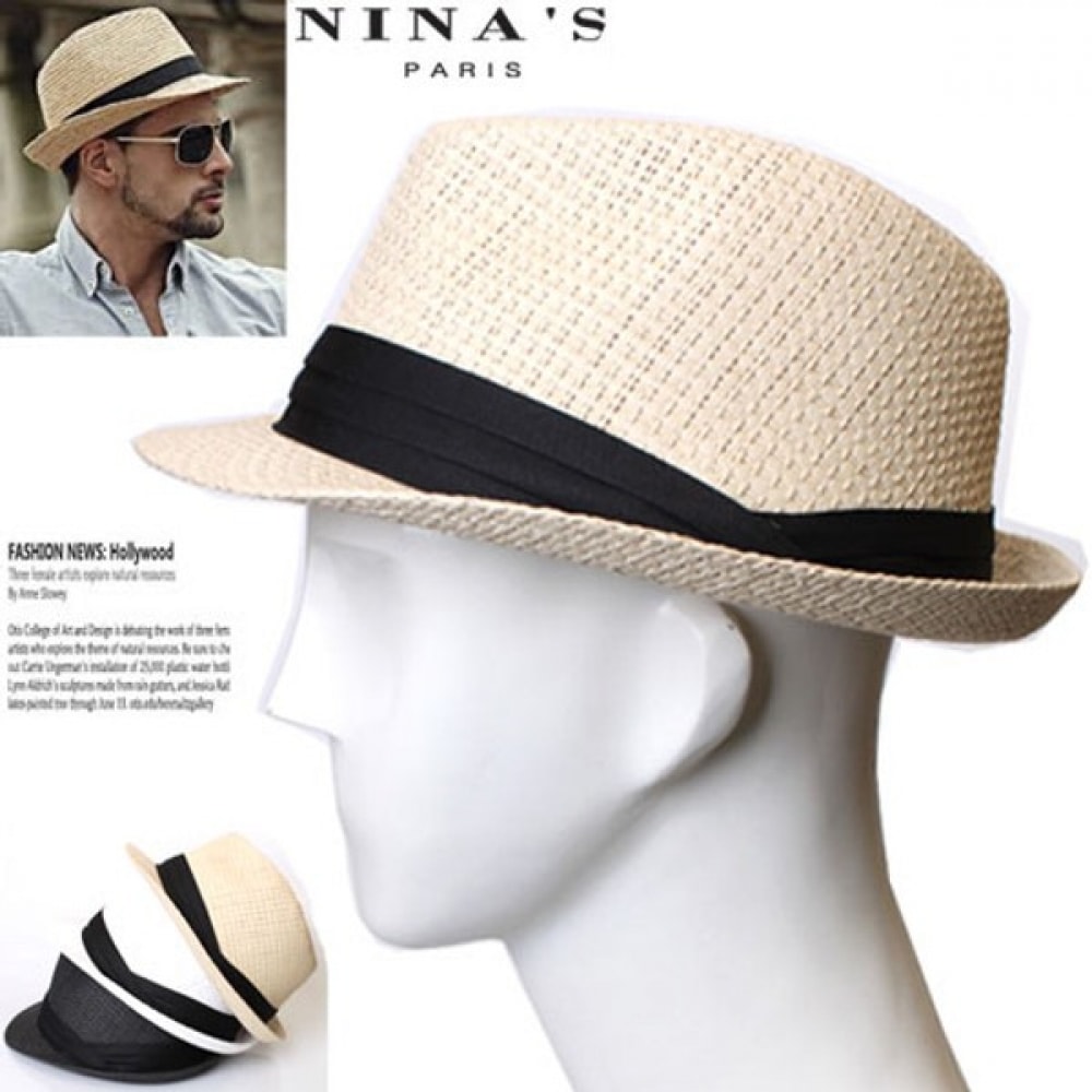 (Ninaspari) ピンタックツイストテープストローフェドーラカットハット (7SH140)