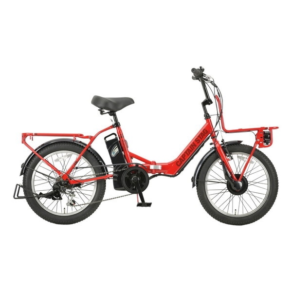 キャプテンスタッグ eバーギー電動FDB206(グローイングレッド) 電動折りたたみ自転車 (外装6段変速)