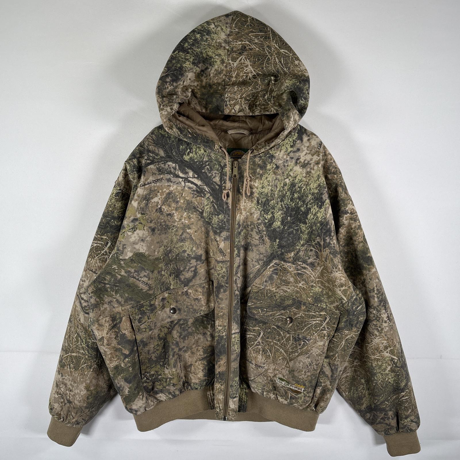 古着 カベラス Cabelas ワークジャケット リアルツリーカモフラ柄 コットンアクティブパーカータイプ フルジップ XXL ブラウン系 メンズ 7,700円