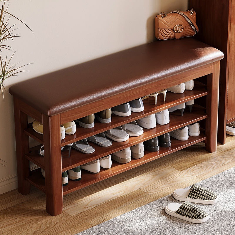 全実木製 シューズスツール 家庭用 玄関 一体型 小型 着座式 履き替え用スツール 8,664円