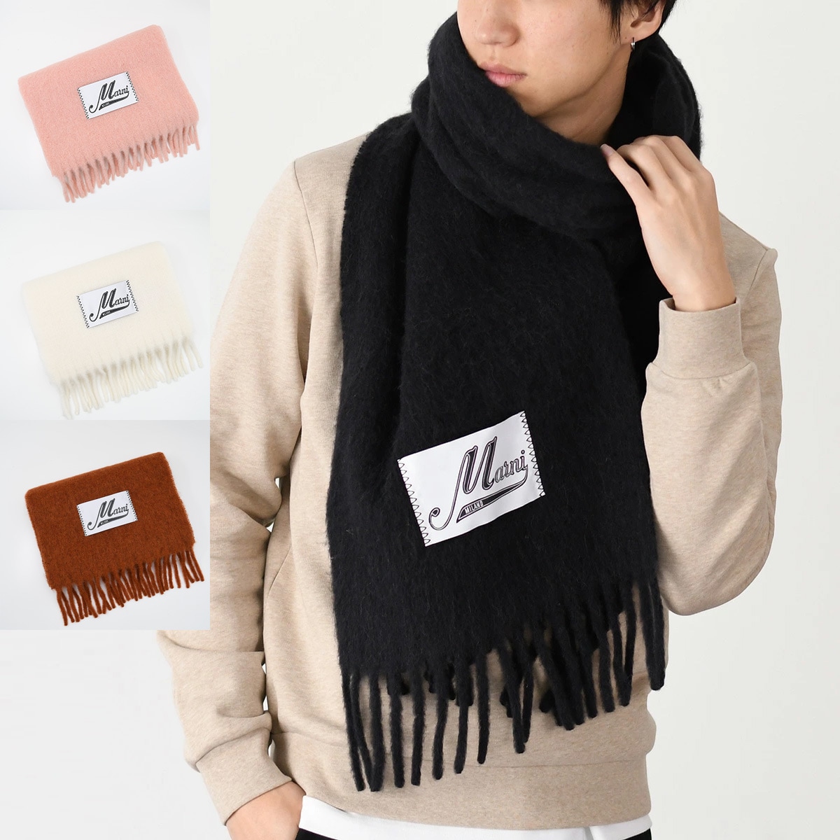 マフラー スカーフ ブラッシュドアルパカ製 ロゴパッチスカーフ SCMC0059Y0 UTW918 メンズ ユニセックス アルパカ ナイロン ロゴ