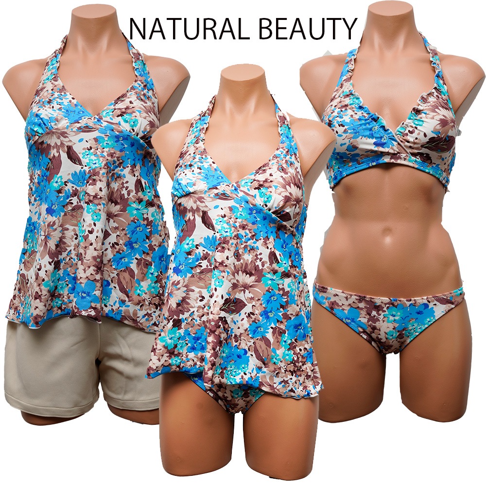 限定販売先着１名様限定 ナチュラルビューティー 水着 レディース ビキニ 体型カバー水着 タンキニ水着 4点セット オトナ女子 ママ水着 30代 40代 50代 シニア 体型カバー セパレート ビキニ