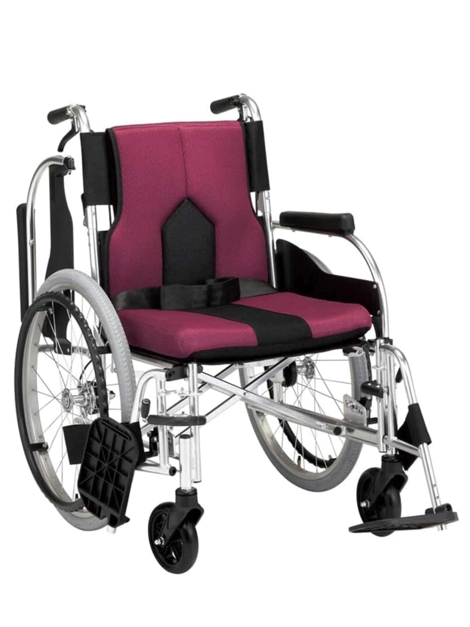 マキテック 車椅子 多機能カラーズ 自走式 パープル 介護用品 跳ね上げ 背折れ 折りたたみ エアタイヤ KC-2PU