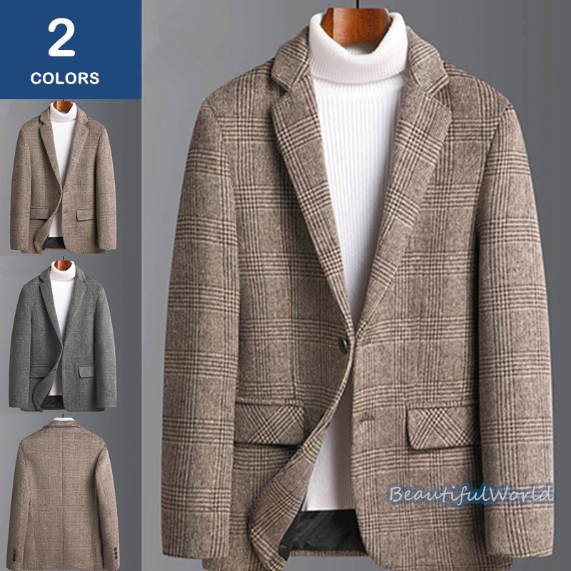 テーラードジャケット メンズ おしゃれ ブレザージャケット カジュアルスーツ ビジネススーツチェック柄 フォマールスーツ アウター 秋冬 通勤 紳士用 6,607円
