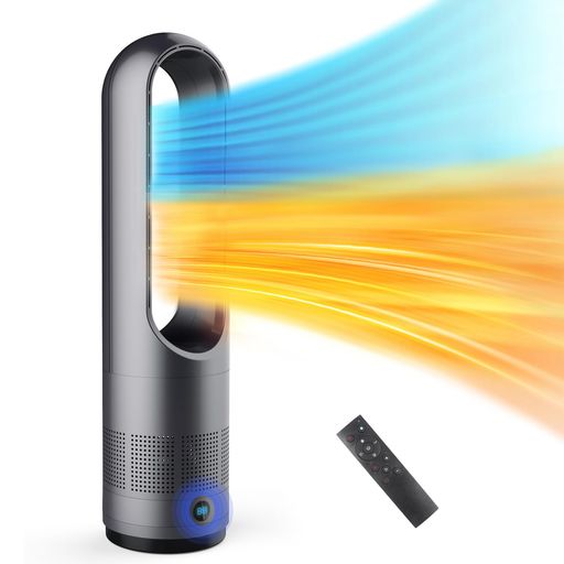 タワーファン 羽なし扇風機【2025革新冷暖房・羽根なし】スリム リビング扇風機 DCモーター48w省エネ 節電 8段階冷風&3段階暖風 自動100首振り 9H切りタイマー 切り忘れ防止 強力送風 大