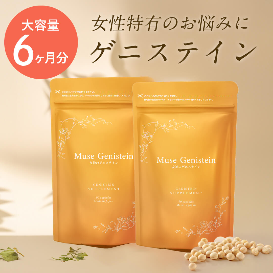 女神のゲニステイン 6か月分（90粒×2袋） 大豆イソフラボン サプリ サプリメント アグリコン アグリコン型 エストロゲン プラセンタ 馬プラセンタ エストロゲン 憂鬱 頭痛 めまい ゆ