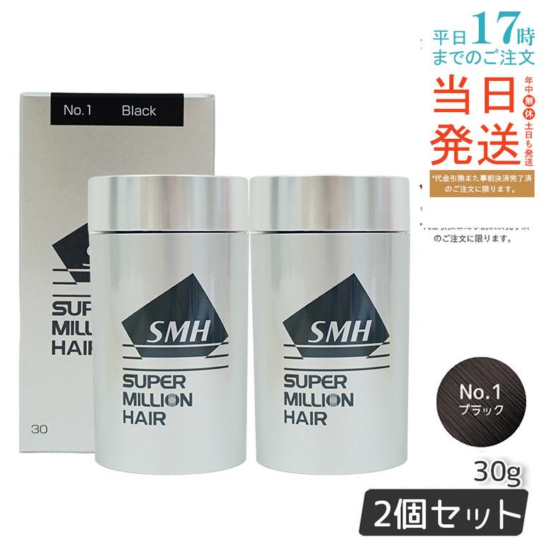 【2個セット】　ルアン スーパーミリオンヘアー 30g No.1 ブラック 髪 頭 薄毛隠し 薄毛 分け目 つむじ ボリューム ふりかけ