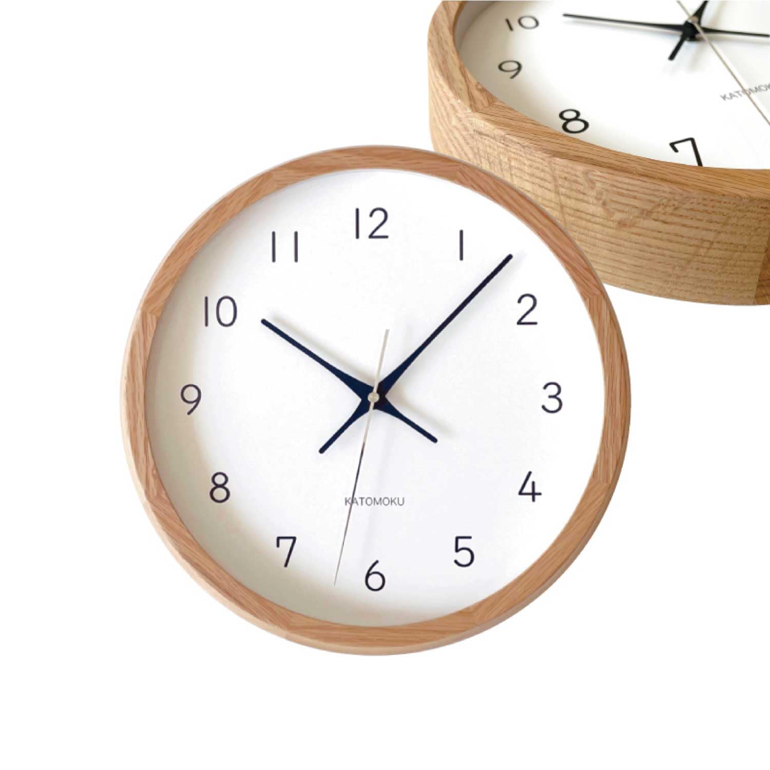 KATOMOKU muku clock 13 オーク km-104OARCS 掛け時計 連続秒針 直径30.6cm (SKP電波時計)