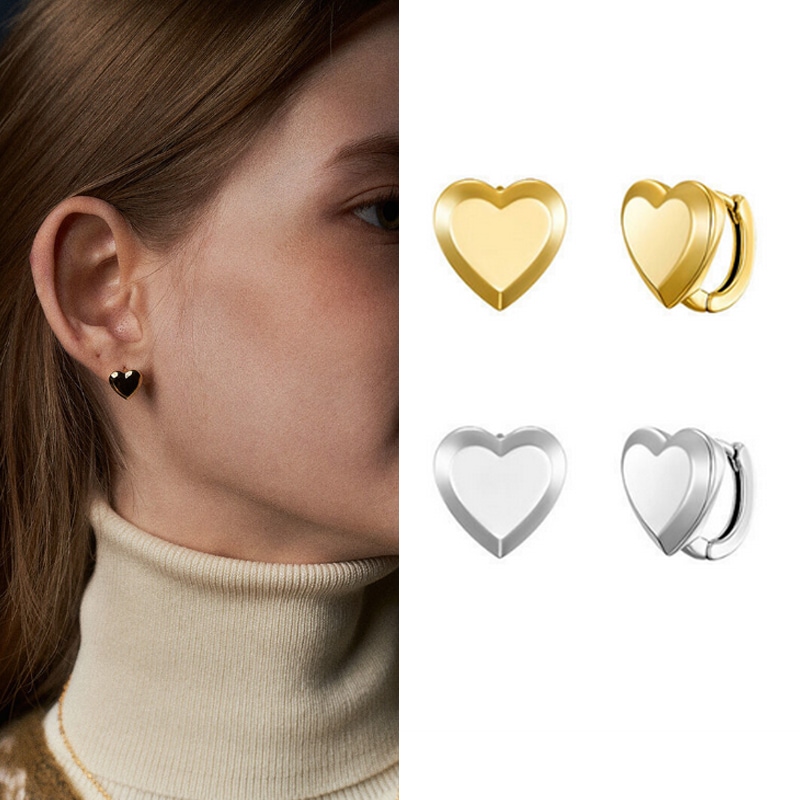 [デイリーアクセサリー] ボールドハート ワンタッチピアス 韓国女性アクセサリー 韓国ストリートファッション