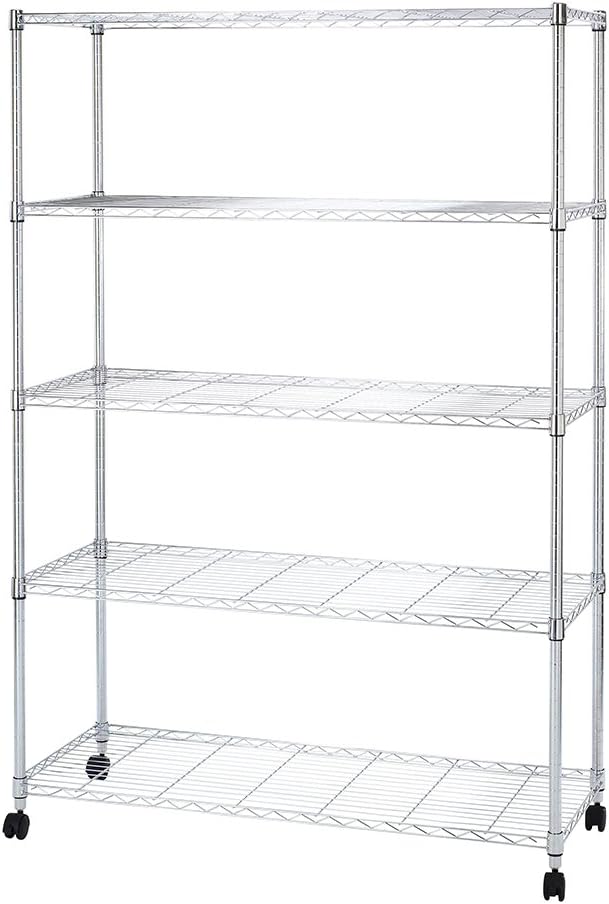 ドウシシャ 棚 ルミナス互換 メタルルミナスラック 幅120 5段 スチールラック 収納棚 幅120×奥行46×高さ180cm 全体耐荷重400kg頑丈 キャスター付き 防錆加工 ポール径25mmパー