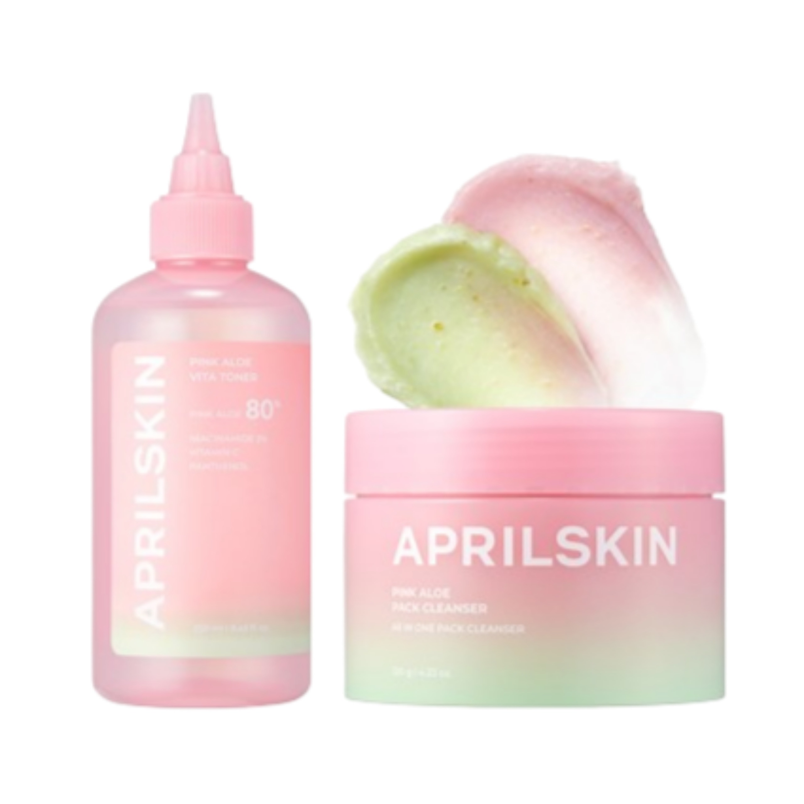 [新作][トラブル/痕跡ケアセット/限定企画] ピンクアロエ 2種 /メレンソップ&トナー/ニキビ/跡/赤み/水分補給/鎮静/韓国コスメ