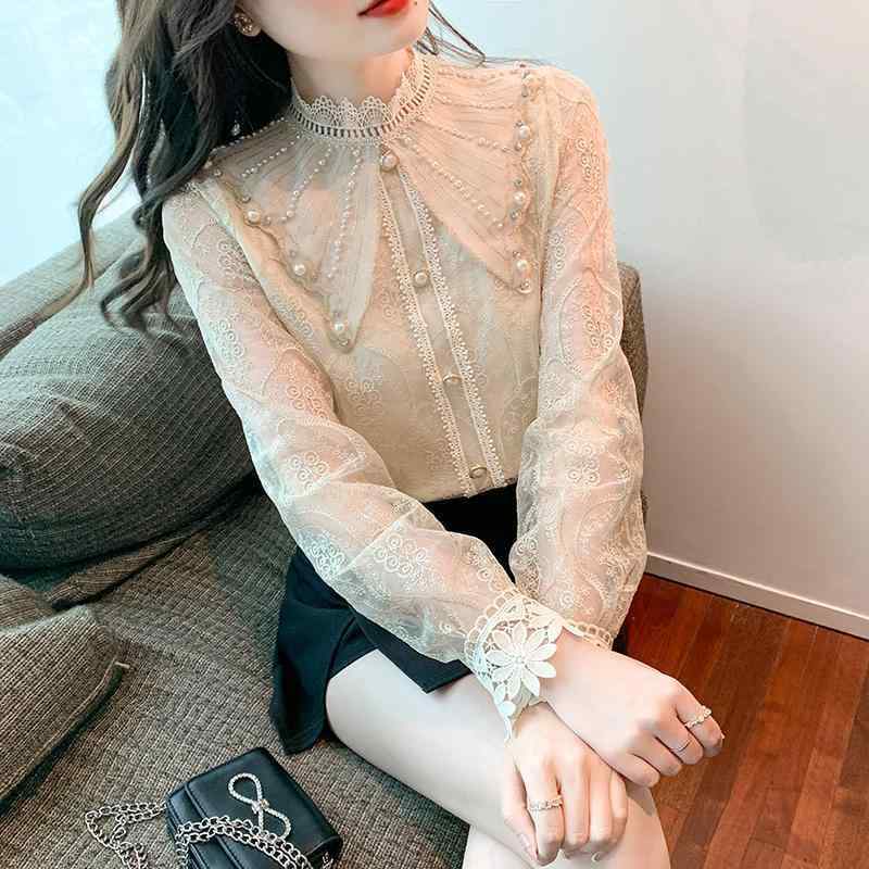 ブラウス レース シャツ レディース ファッション インナー ハーフ ハイネック シフォンシャツ トップス スタンドカラー 長袖 プルオーバー エレガント