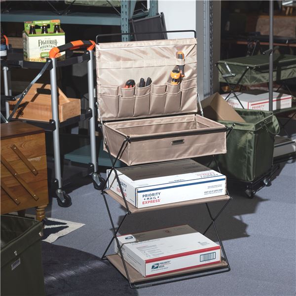 フォールディングラック 約W47xD39xH62.5cm ベージュ 組立品