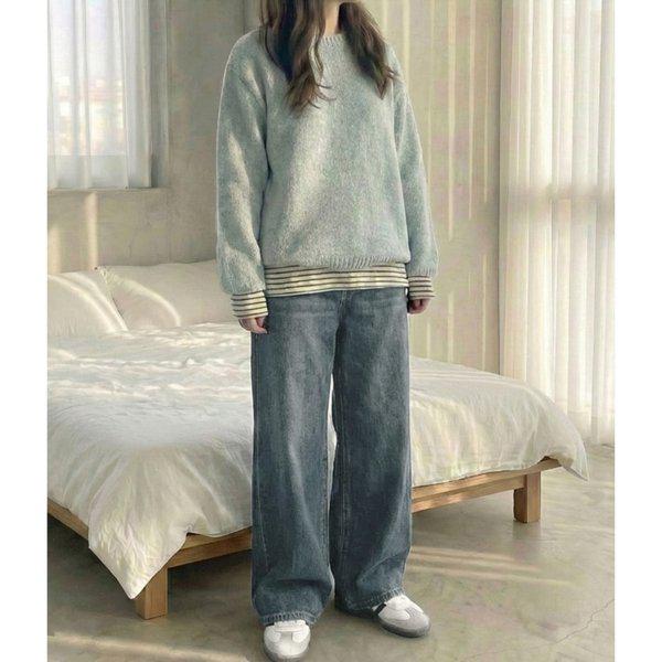 女性用ウルトラソフトショートワイドデニムパンツ 10570-155-411-10C-SH
