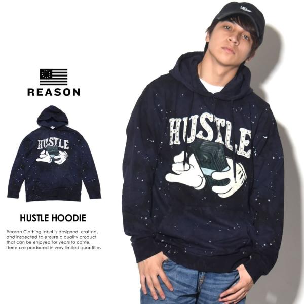 リーズン REASON スウェットプルオーバーパーカー メンズ ワッペン スタッズ HUSTLE HOODIE