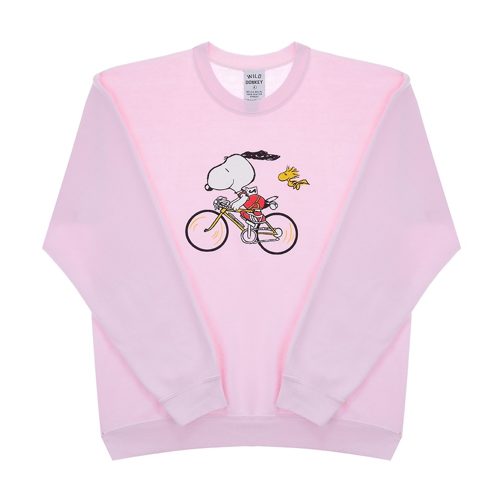 ワイルドドンキー スヌーピー ユニセックス トレーナー FG-BICYCLE DYED LIGHT PINK