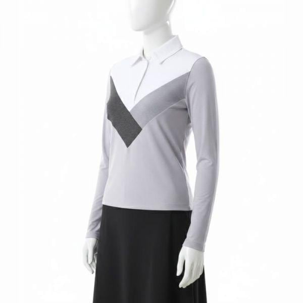 女性マルチVロングスリーブポロ長袖ゴルフTシャツG4LS23K620