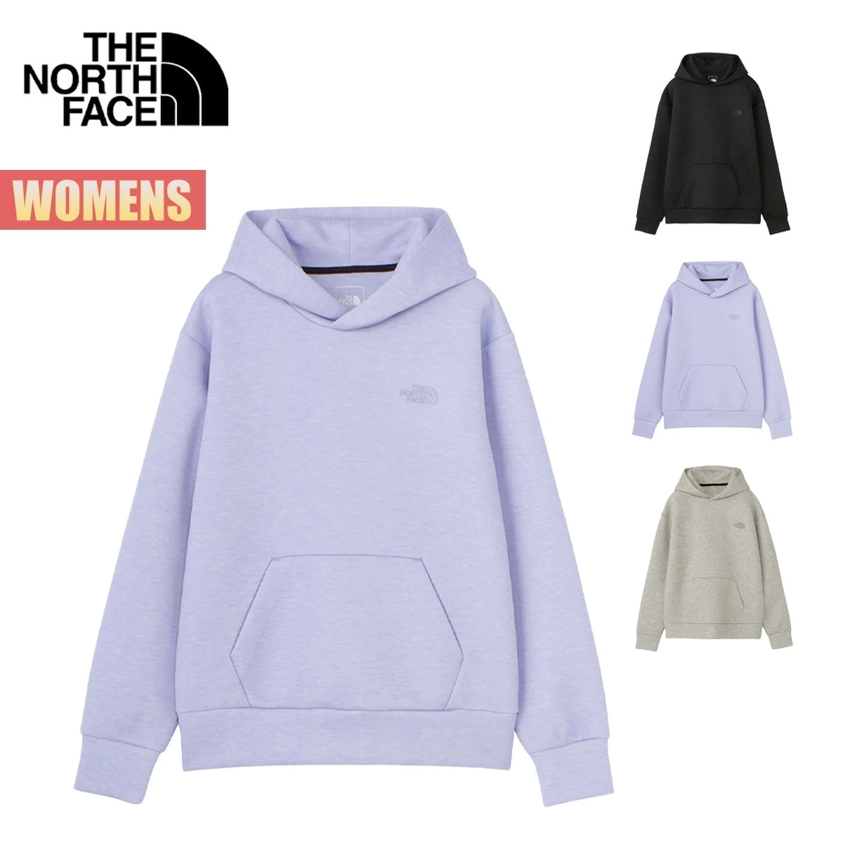 パーカー レディース テックエアースウェットワイドフーディ プルオーバー 保温 通気性 ストレッチ シンプル 静電ケア ブラック パープル グレー NTW62385