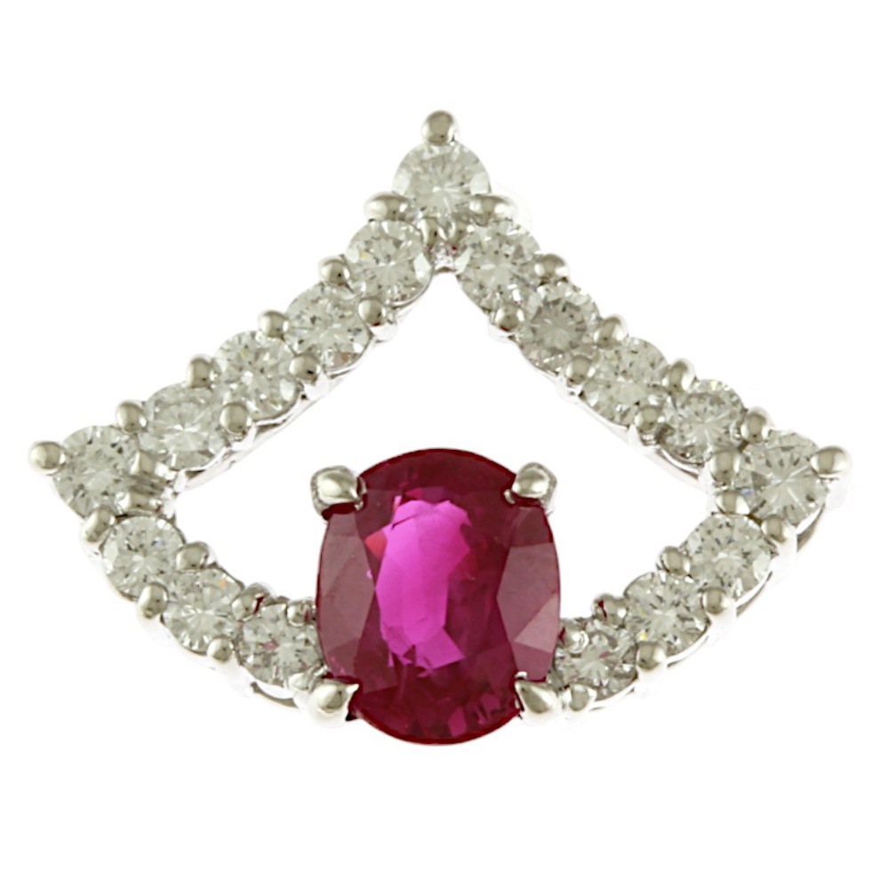 ペンダントトップ Pt900プラチナ ルビー 1.13ct ダイヤモンド 0.50ct 中古 美品