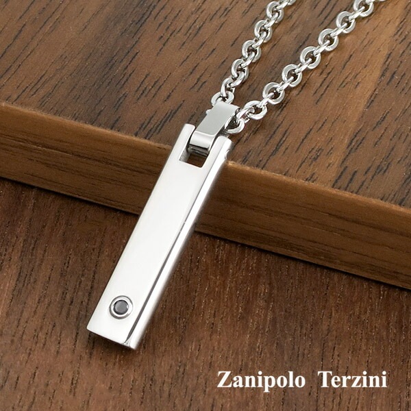 ザニポロタルツィーニ サージカルステンレス プレート ネックレス ジルコニア シンプル 5,880円