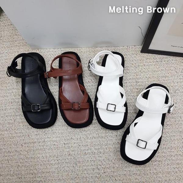 女性 カジュアル バックル ストラップ 厚底 サンダル 3cm