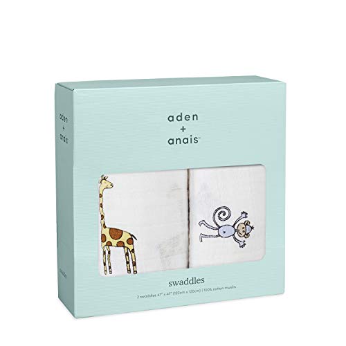 aden + anais(エイデンアンドアネイ) おくるみ ガーゼ ベビー 【 日本正規品 aden + anais おくるみ 2枚 セット jungle jam モスリンコットン 100%使用 】