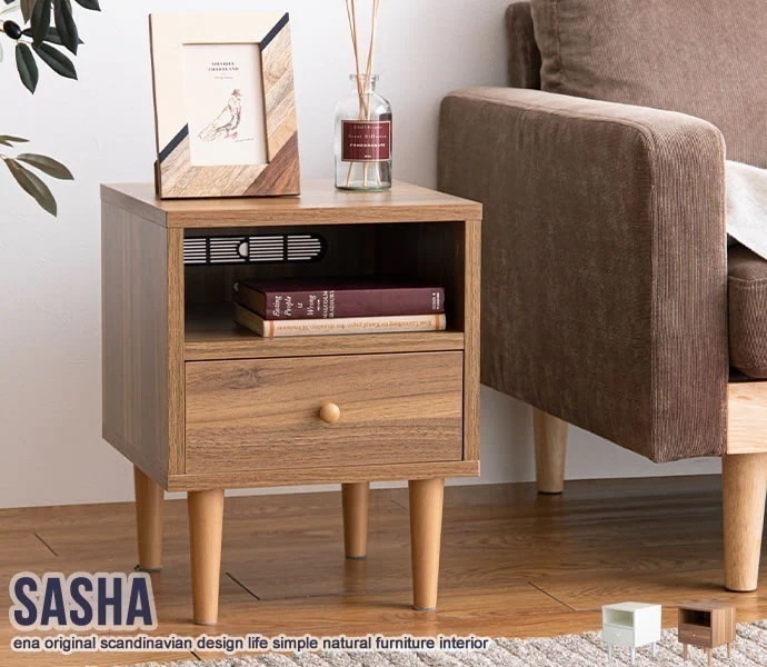 ラック サイドテーブル 北欧 おしゃれ 木目柄 木製 コンパクト ナイトテーブル ソファサイド キャビネット