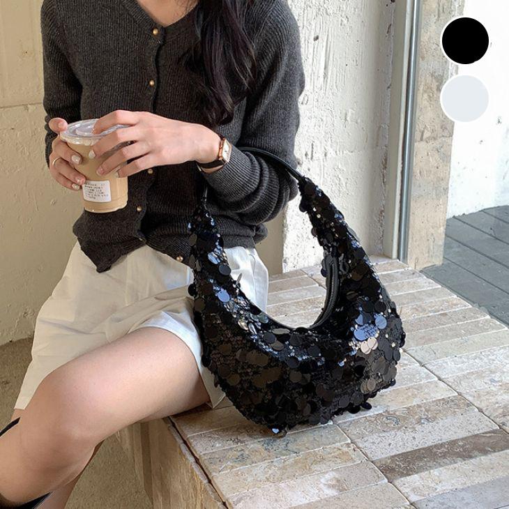 【期間限定】スパンコール キラキラ ムーンクレセント型 ショルダーバッグ 【akb312-132】【予約販売：15-20日】60込