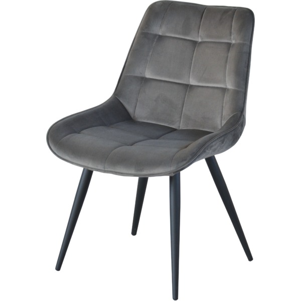 ダイニングチェア 食卓椅子 約幅510mm ダークグレー ベロア スチールパイプ ボックスステッチチェアー 組立品 リビング