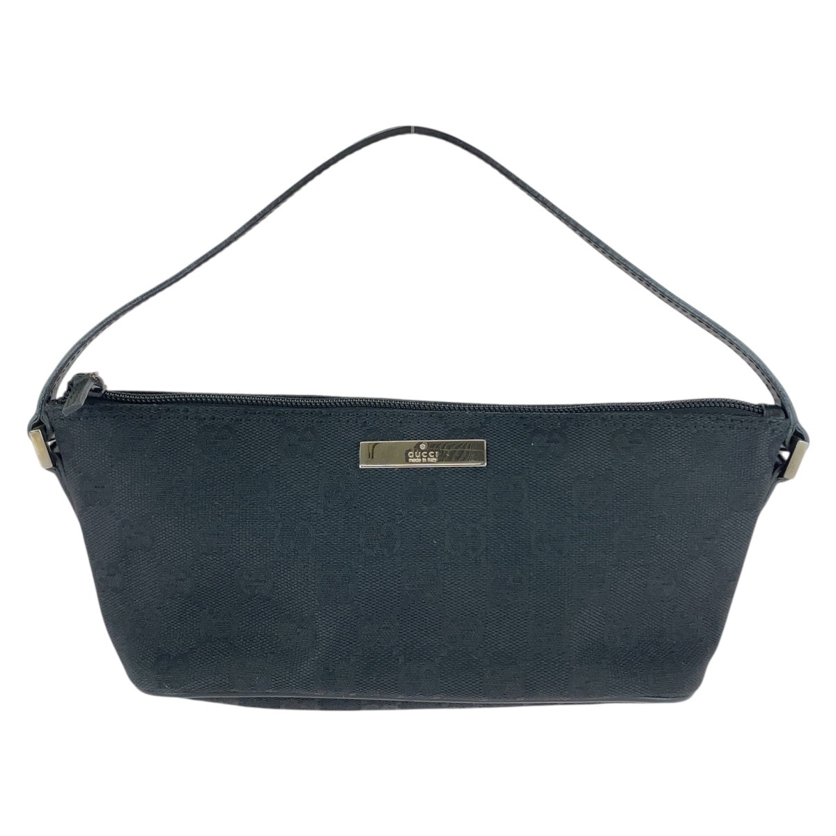 美品 ブラック 黒 シルバー金具 GGキャンバス/レザー 039 1103 ハンドバッグ アクセサリーポーチ レディース 505072