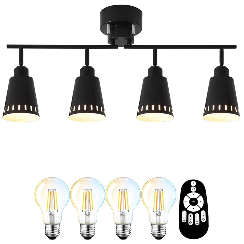 ANWIO シーリングライト 4灯 スポットライト 北欧 6w（60W形相当） 806LM 角度調節自由 リモコン操作 無段階調光調色可能 折りたたみ式 リビング シーリング 天井照明 照明器具 北欧