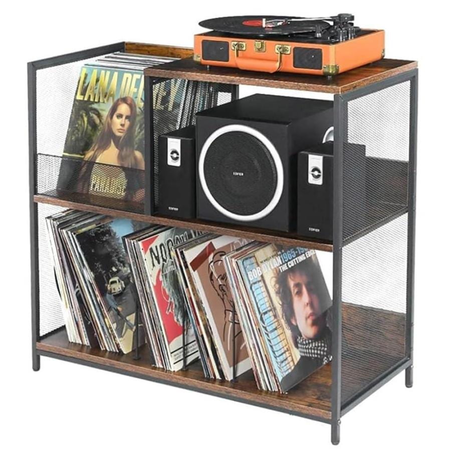 レコードプレーヤースタンド レコードラック レコードプレーヤーテーブル 大容量収納 レコード300枚収納可能 リビングルーム寝室オフィスに最適